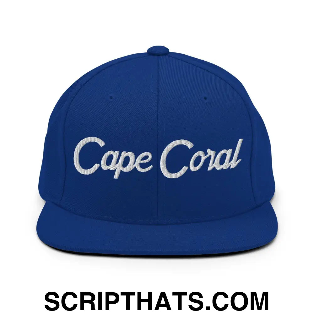 Cape Coral Script Snapback Hat Royal Blue