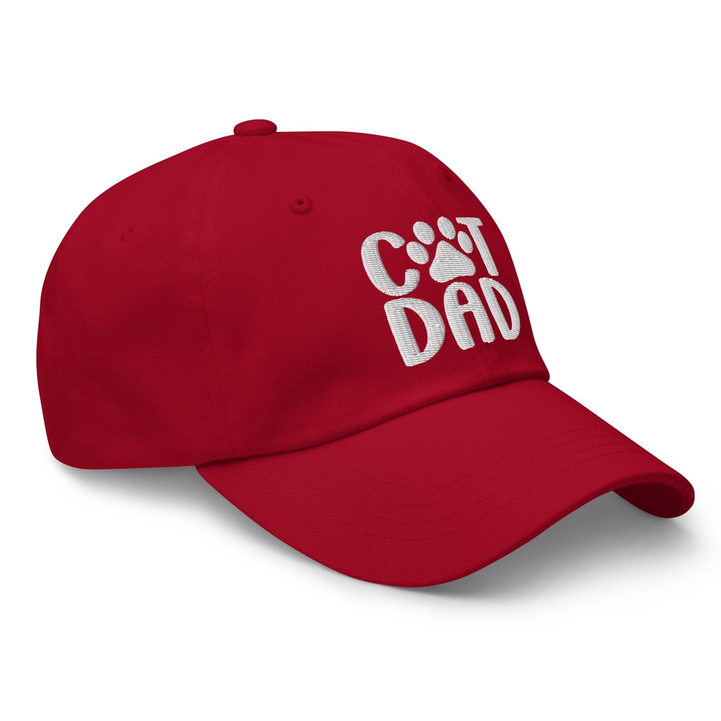 Cat Dad Embroidered Dad Hat Cranberry