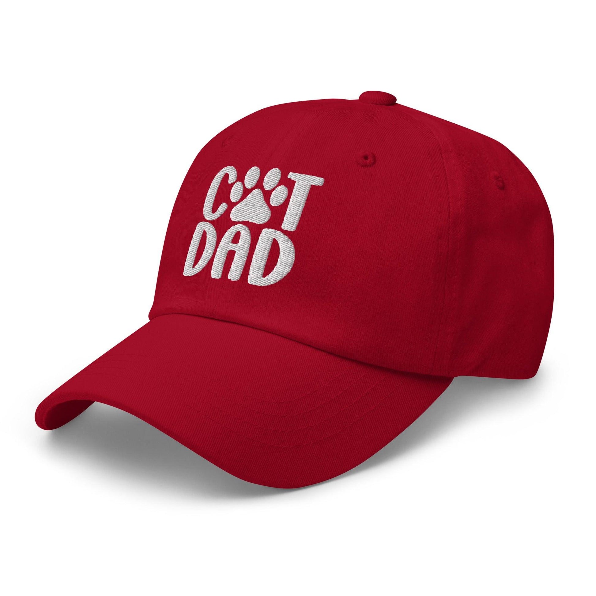 Cat Dad Embroidered Dad Hat Cranberry