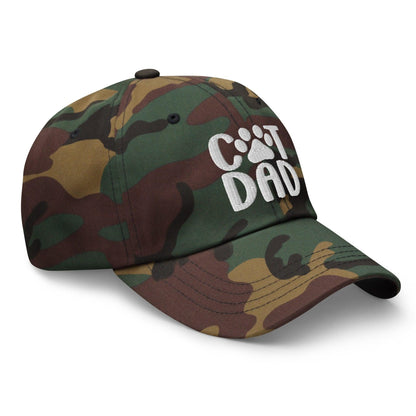 Cat Dad Embroidered Dad Hat Green Camo