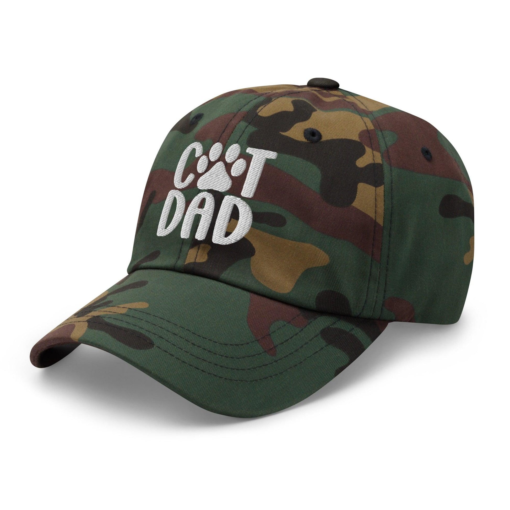 Cat Dad Embroidered Dad Hat Green Camo