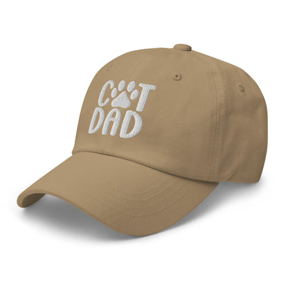 Cat Dad Embroidered Dad Hat Khaki