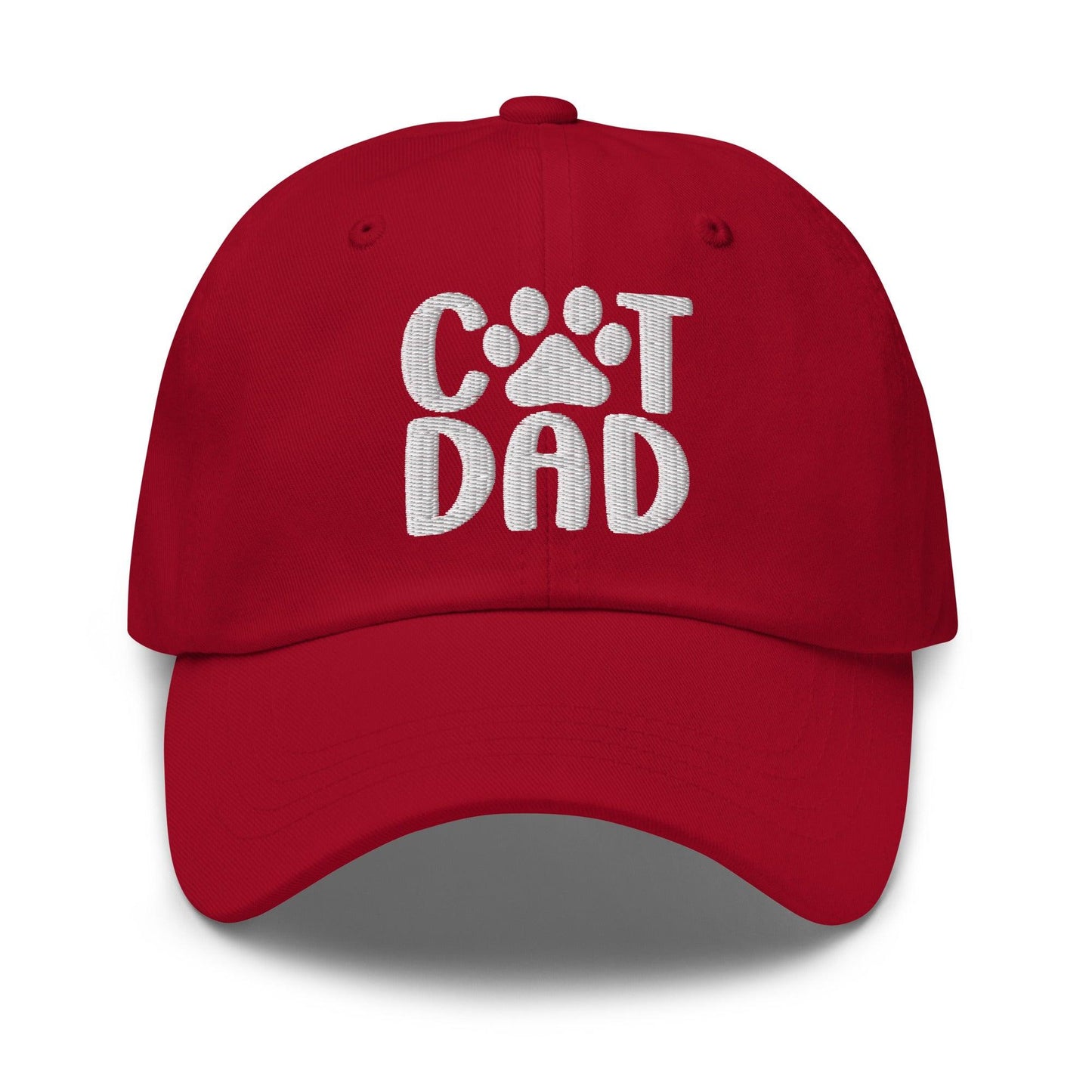 Cat Dad Embroidered Dad Hat Cranberry