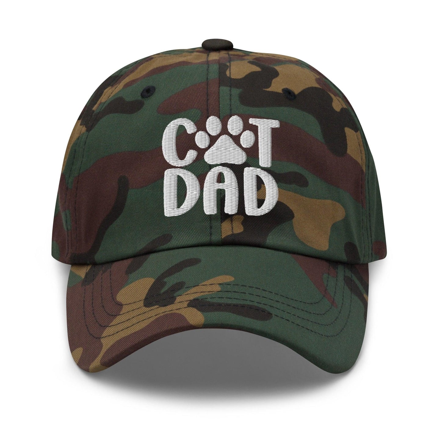 Cat Dad Embroidered Dad Hat Green Camo