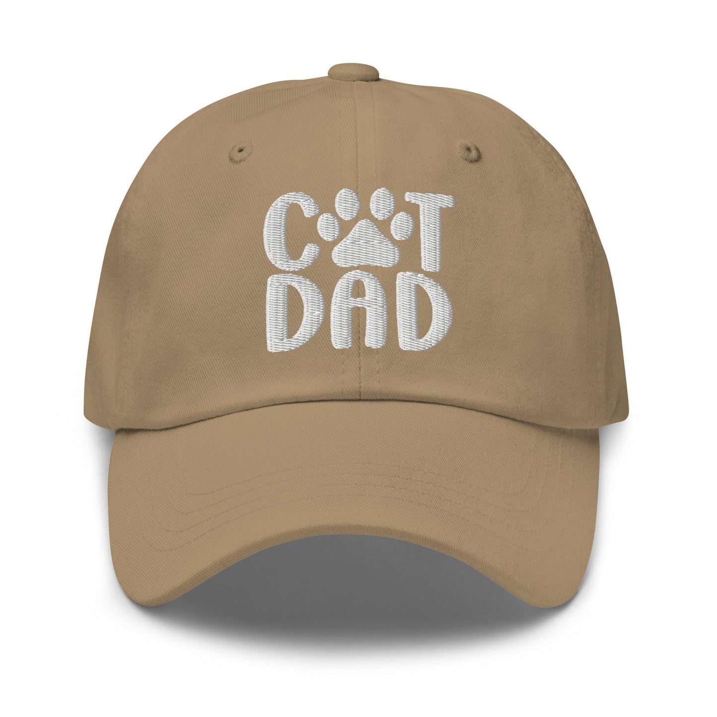 Cat Dad Embroidered Dad Hat Khaki