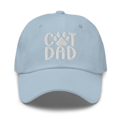 Cat Dad Embroidered Dad Hat Light Blue