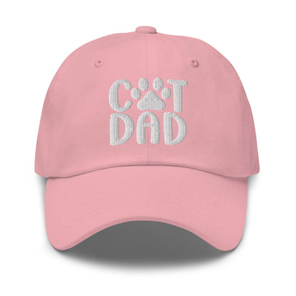 Cat Dad Embroidered Dad Hat Pink