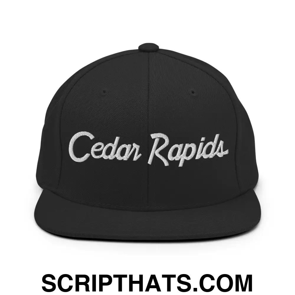 Cedar Rapids Script Snapback Hat Black