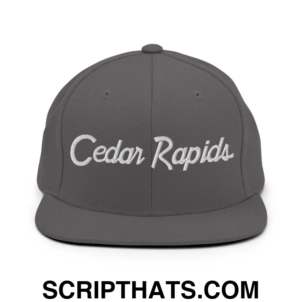 Cedar Rapids Script Snapback Hat Dark Grey