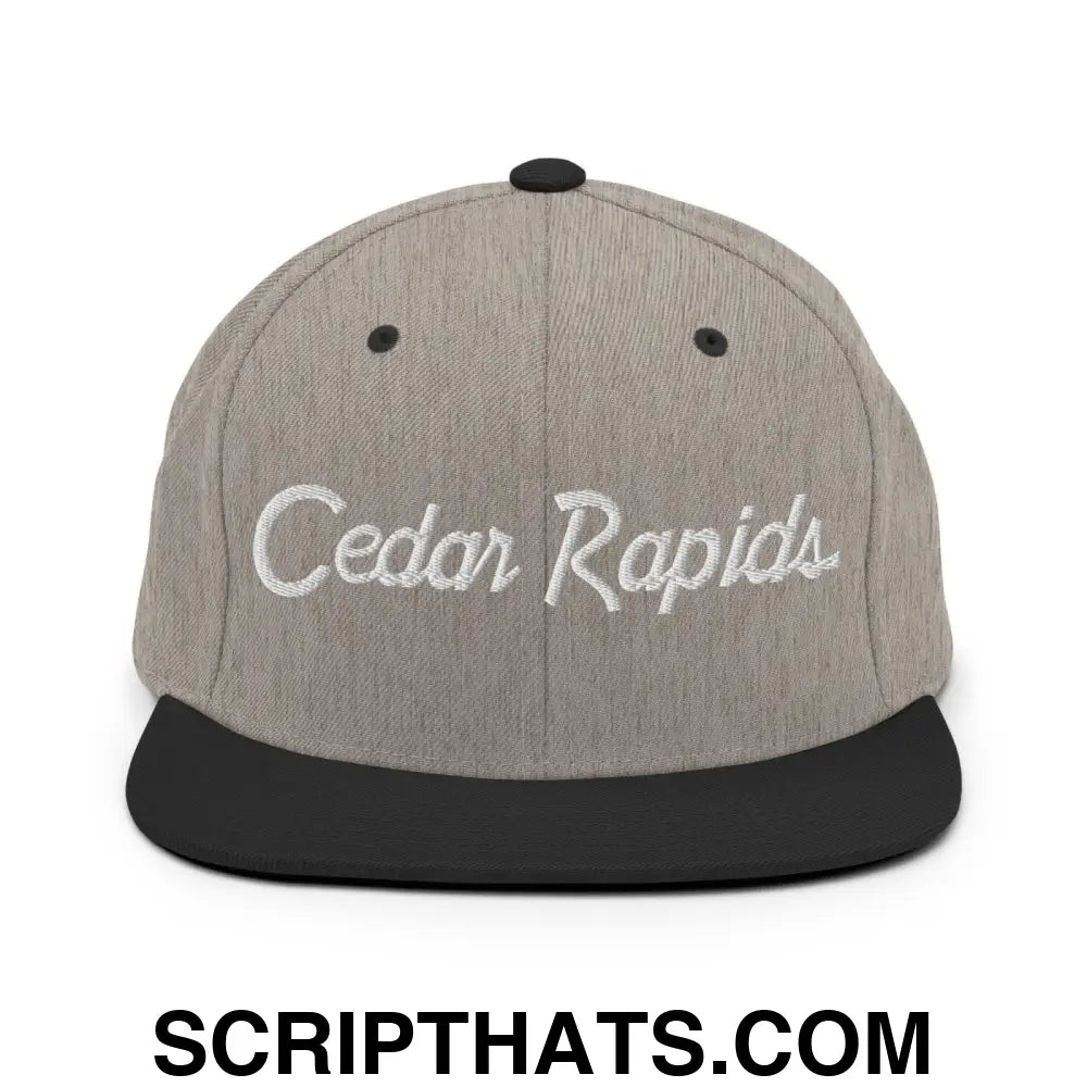 Cedar Rapids Script Snapback Hat Heather Black