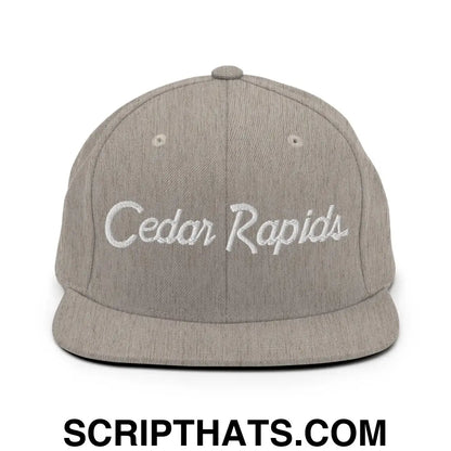 Cedar Rapids Script Snapback Hat Heather Grey