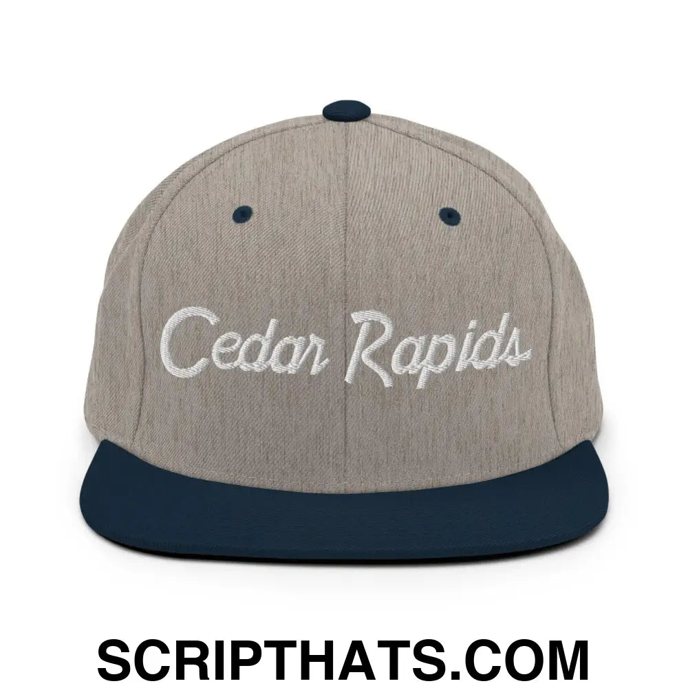 Cedar Rapids Script Snapback Hat Heather Grey Navy