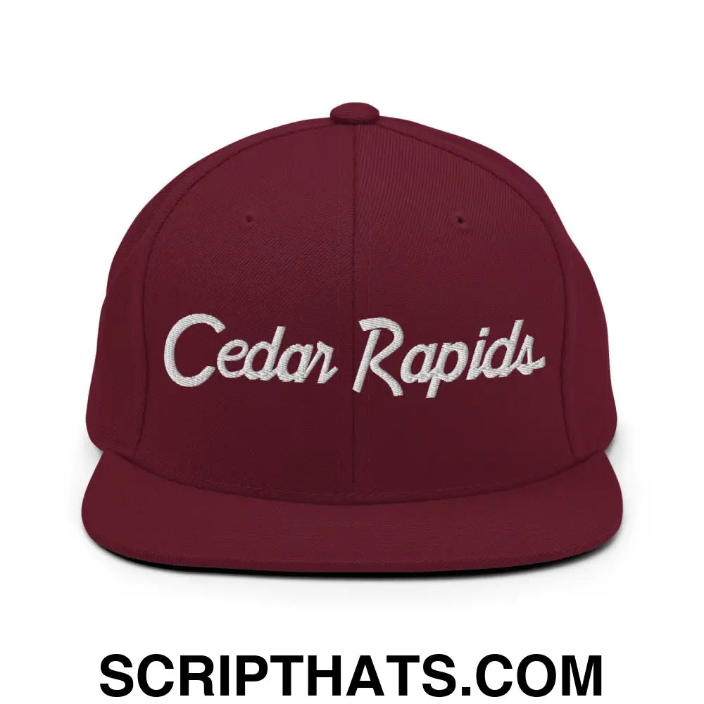 Cedar Rapids Script Snapback Hat Maroon