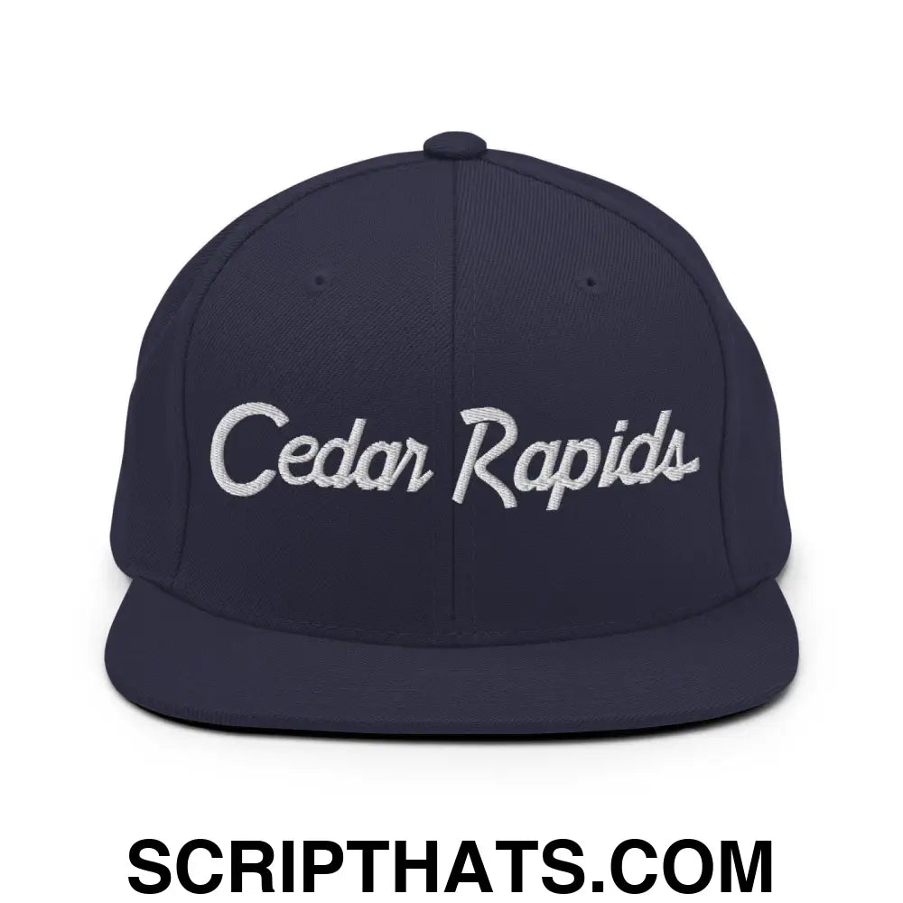 Cedar Rapids Script Snapback Hat Navy