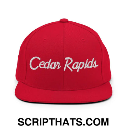 Cedar Rapids Script Snapback Hat Red