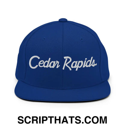 Cedar Rapids Script Snapback Hat Royal Blue