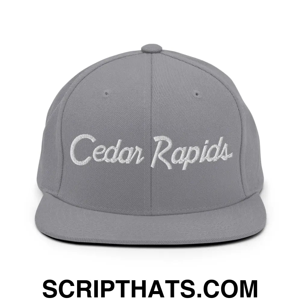 Cedar Rapids Script Snapback Hat Silver