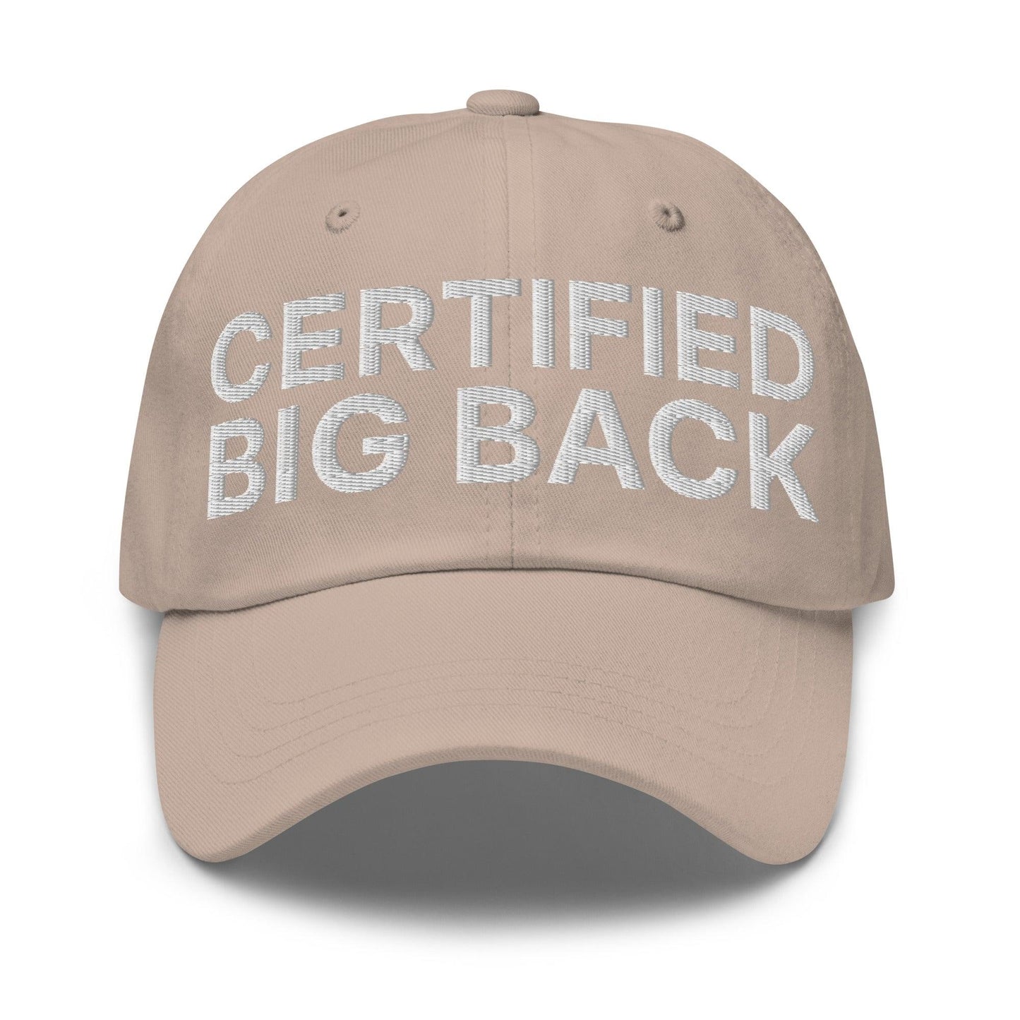 Certified Big Back Embroidered Dad Hat Stone