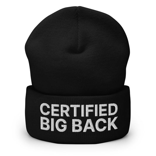 Certified Big Back Embroidered Knit Cuffed Beanie Black