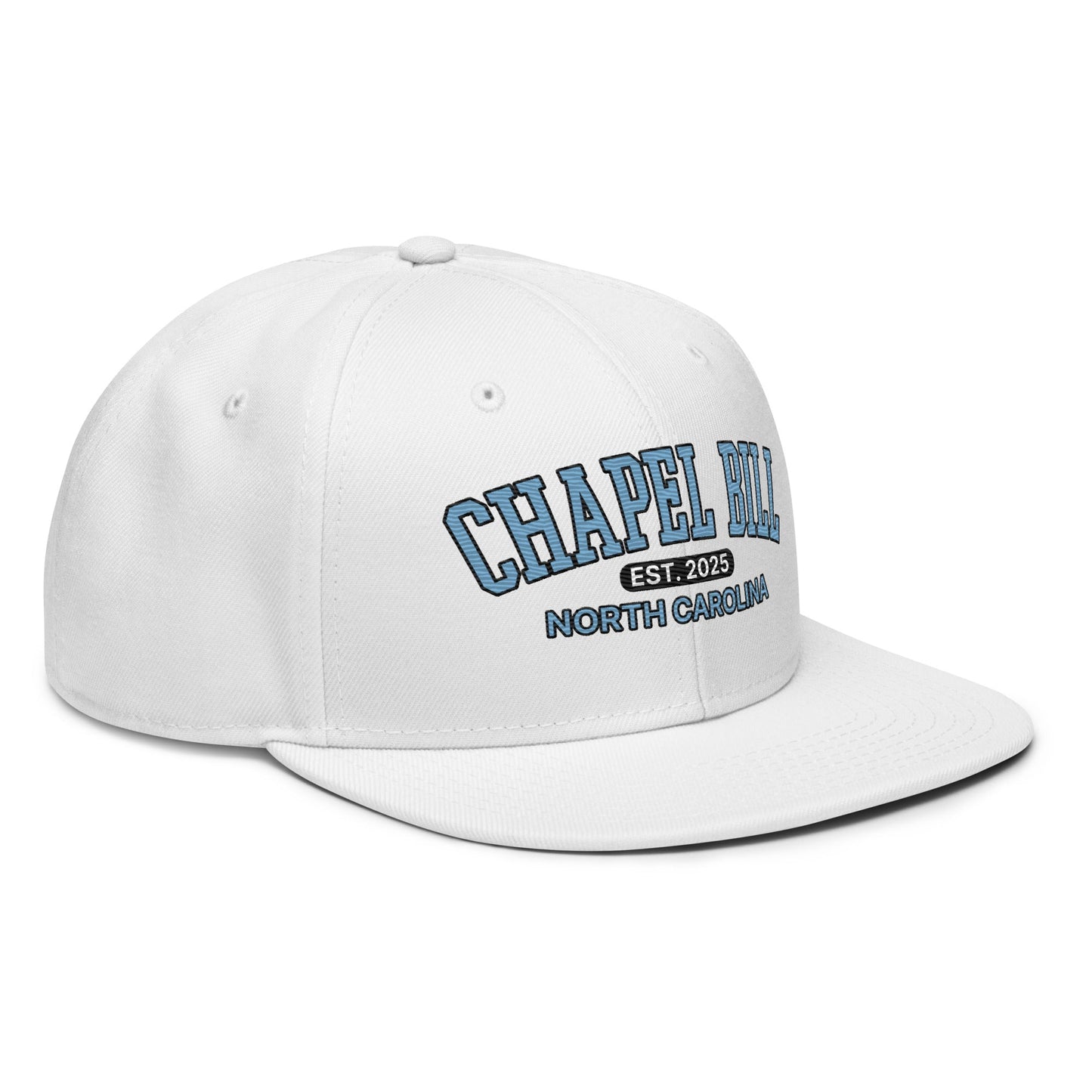 Chapel Bill Belichick Coach UNC Flat Bill Brim Snapback Hat White