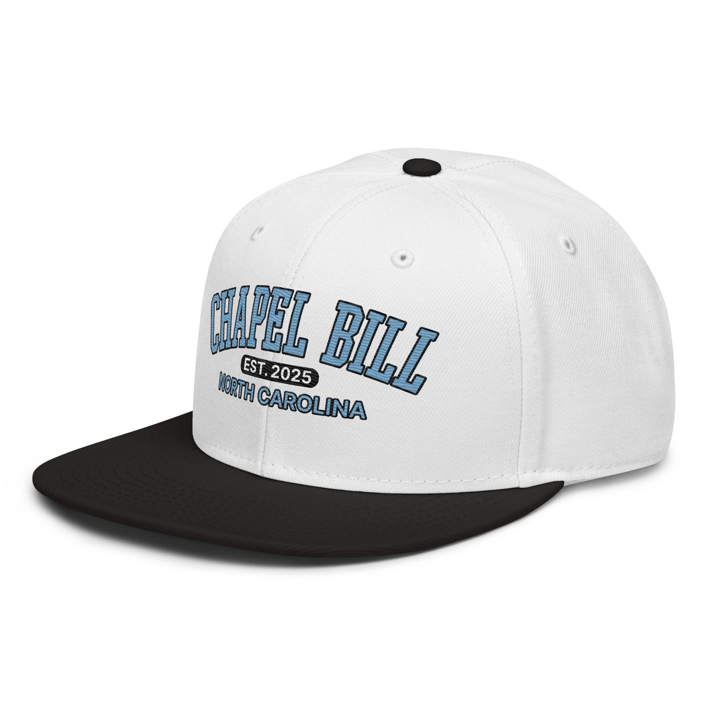 Chapel Bill Belichick Coach UNC Flat Bill Brim Snapback Hat Black White White