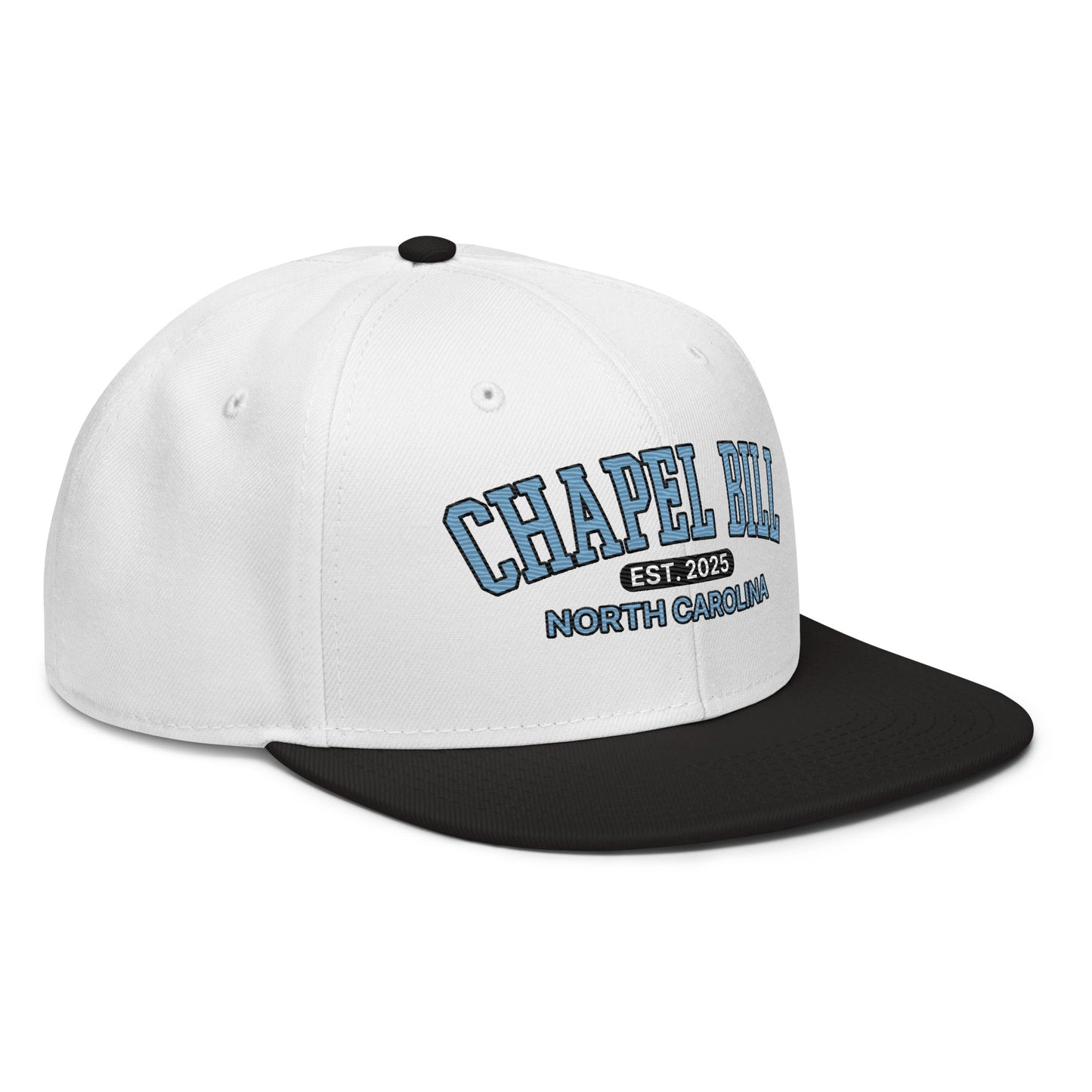 Chapel Bill Belichick Coach UNC Flat Bill Brim Snapback Hat Black White White