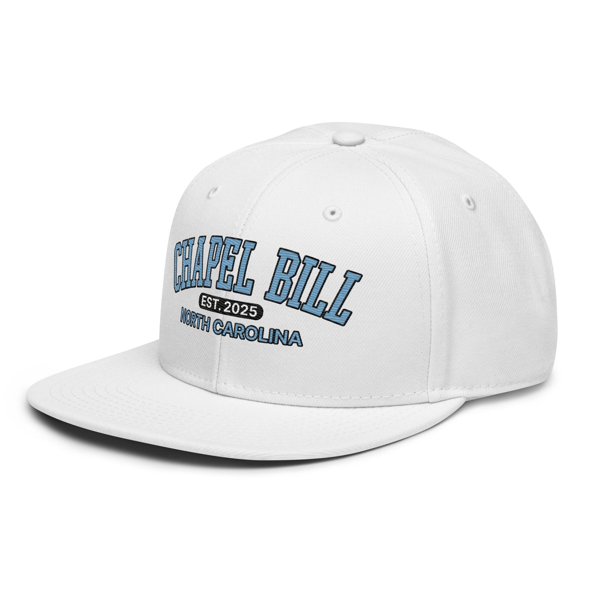 Chapel Bill Belichick Coach UNC Flat Bill Brim Snapback Hat White