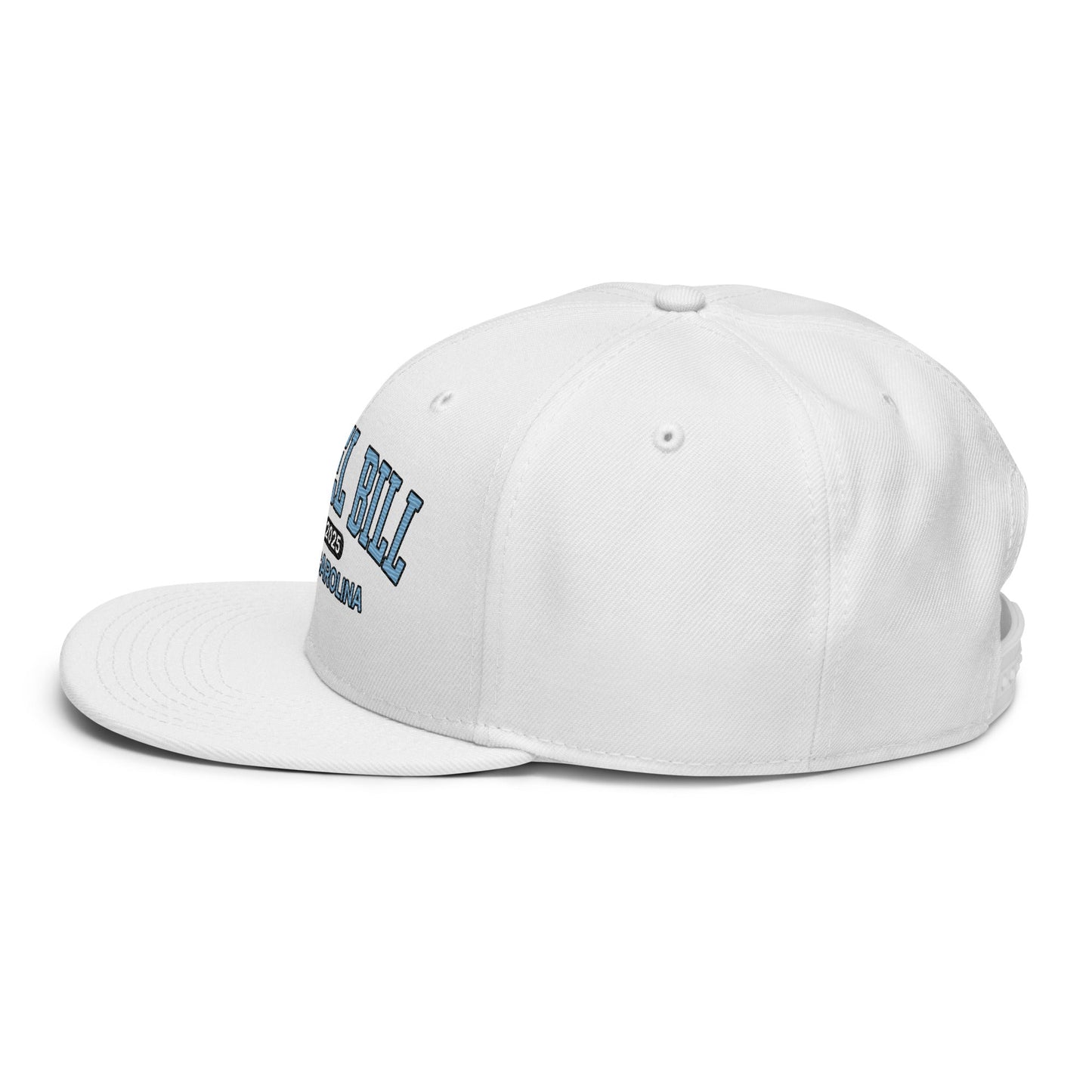 Chapel Bill Belichick Coach UNC Flat Bill Brim Snapback Hat White