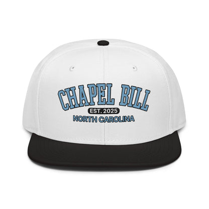 Chapel Bill Belichick Coach UNC Flat Bill Brim Snapback Hat Black White White