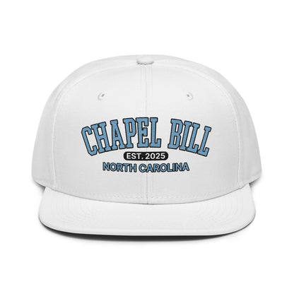 Chapel Bill Belichick Coach UNC Flat Bill Brim Snapback Hat White