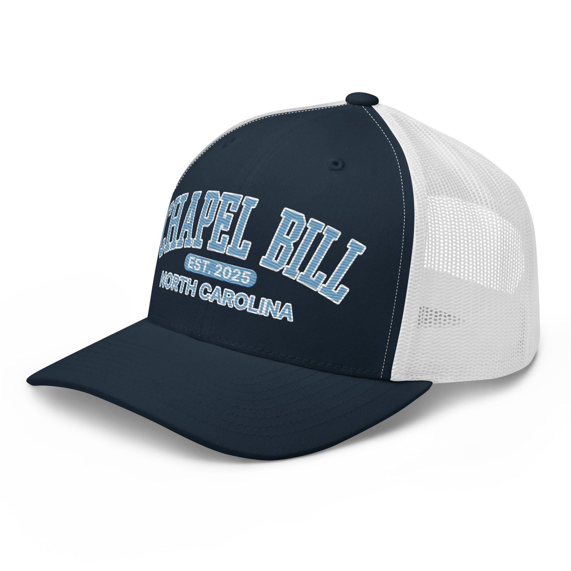 Chapel Bill Belichick UNC Coach Embroidered Mesh Trucker Hat Navy White