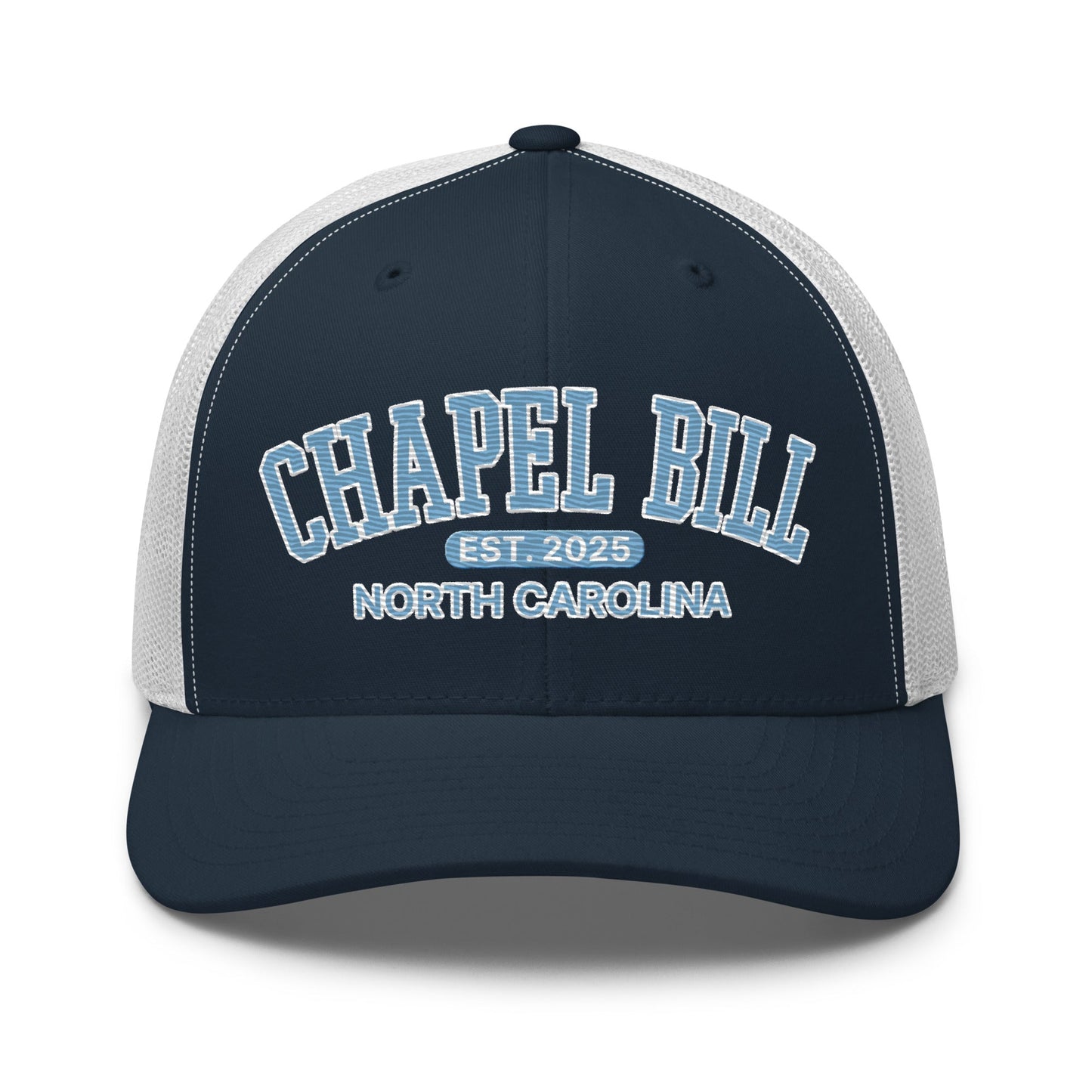 Chapel Bill Belichick UNC Coach Embroidered Mesh Trucker Hat Navy White