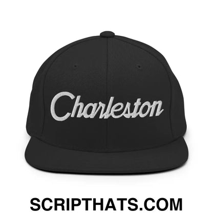 Charleston Script Snapback Hat Black