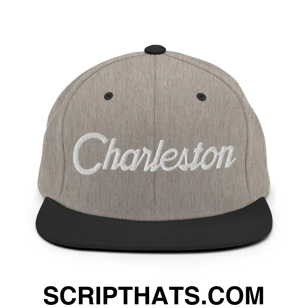 Charleston Script Snapback Hat Heather Black