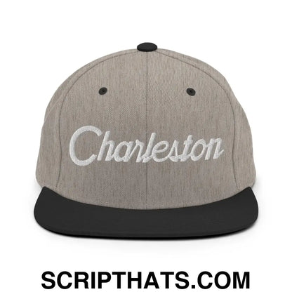 Charleston Script Snapback Hat Heather Black