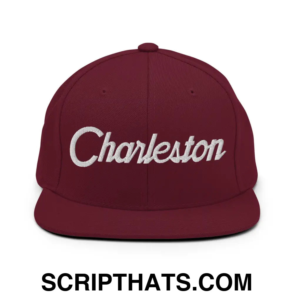 Charleston Script Snapback Hat Maroon