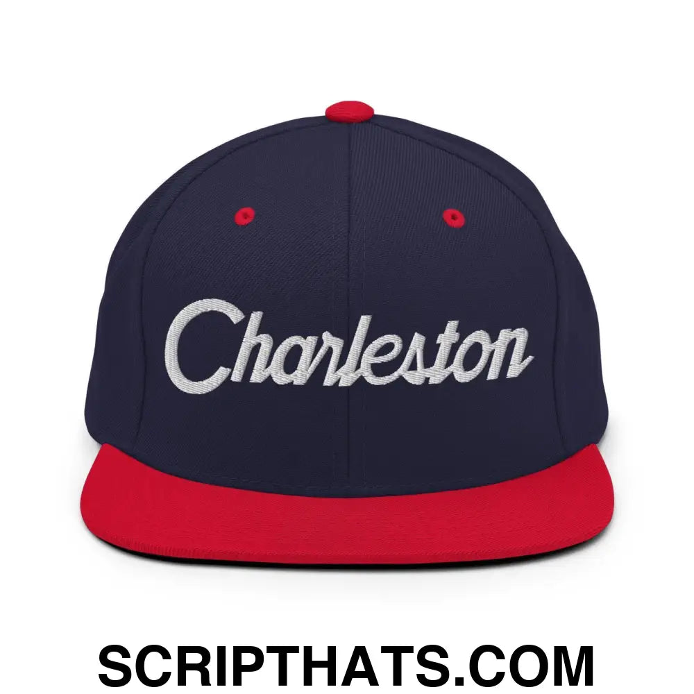 Charleston Script Snapback Hat Navy Red