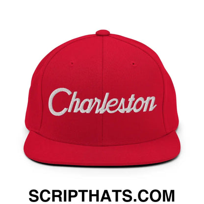 Charleston Script Snapback Hat Red