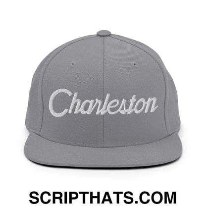 Charleston Script Snapback Hat Silver