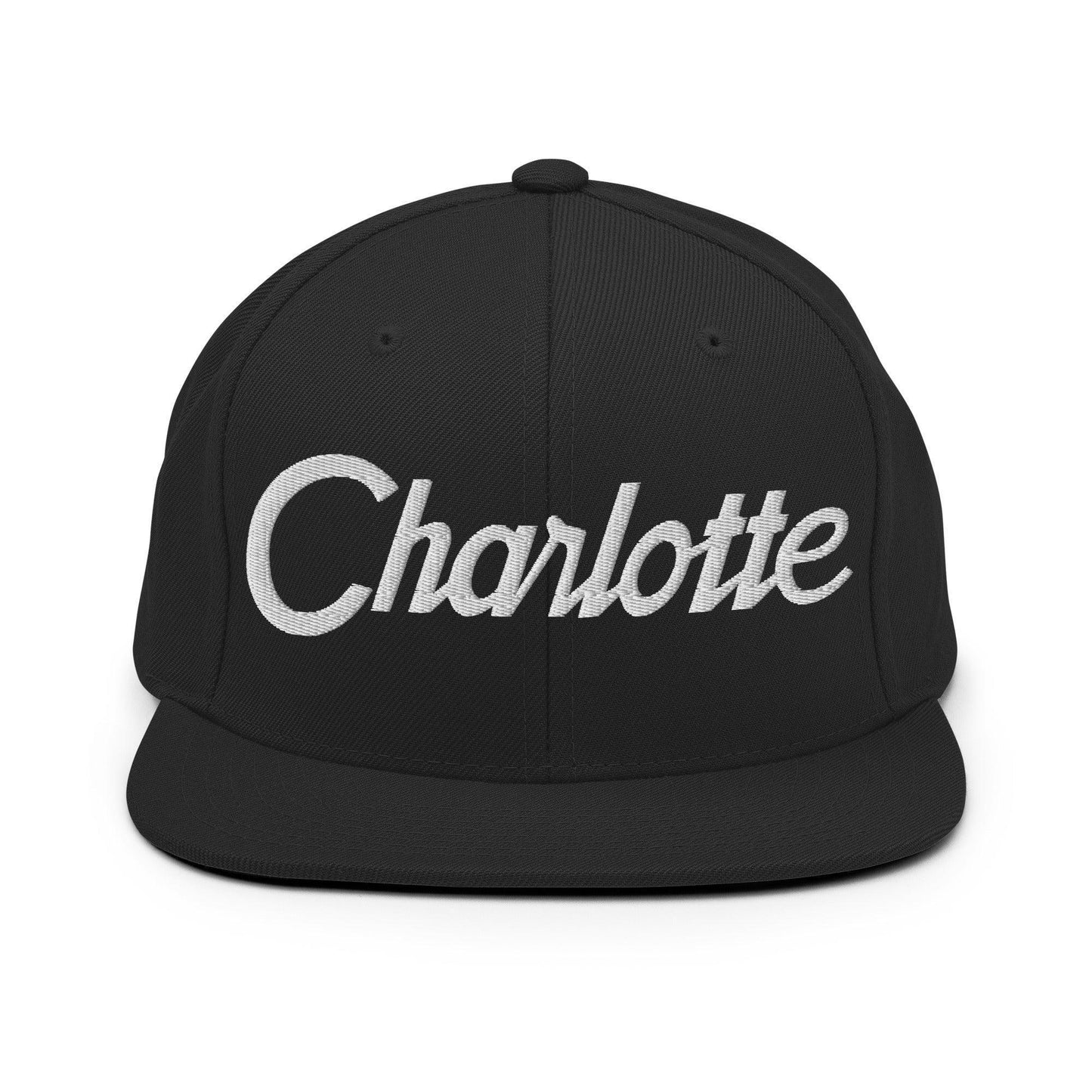 Charlotte Script Snapback Hat Black