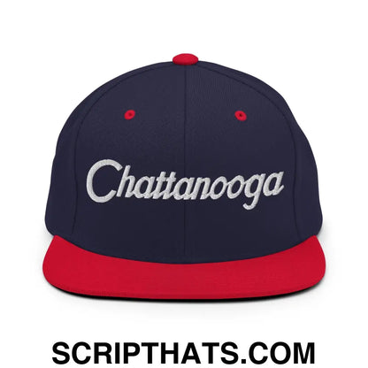 Chattanooga Script Snapback Hat Navy Red