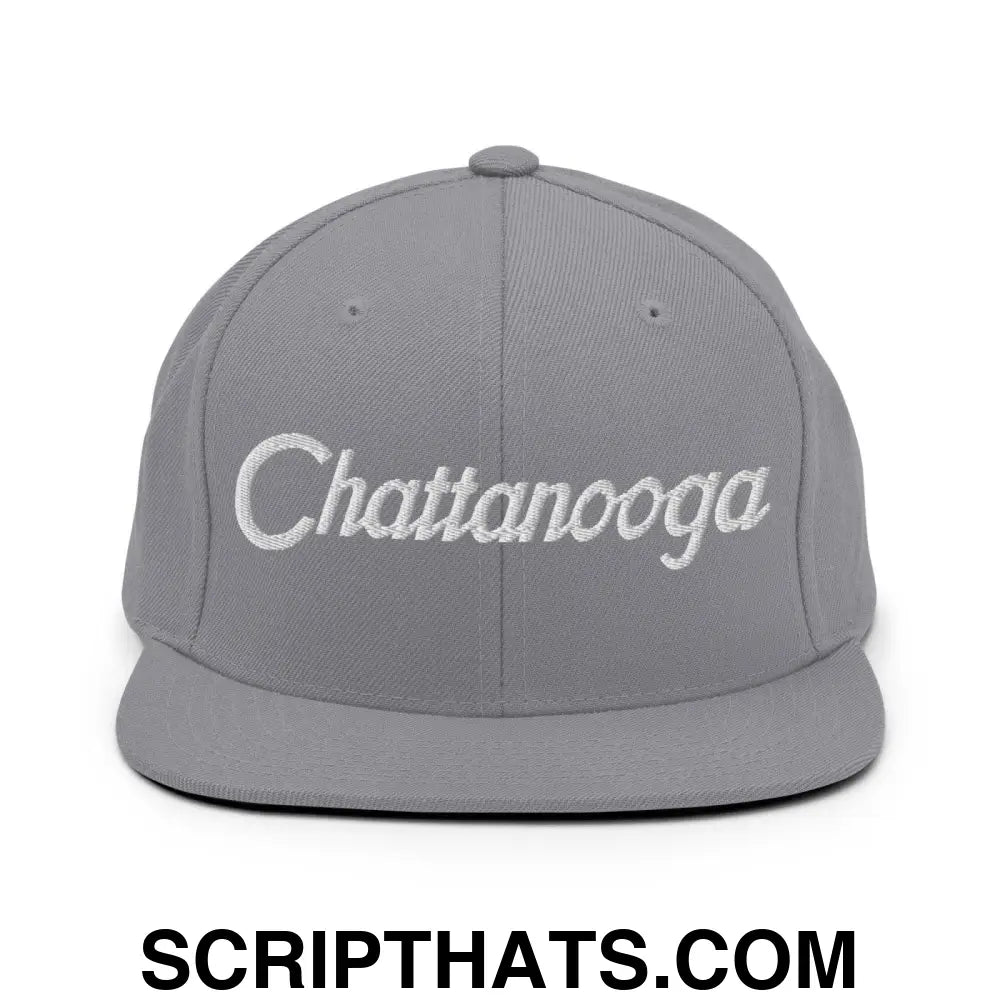 Chattanooga Script Snapback Hat Silver