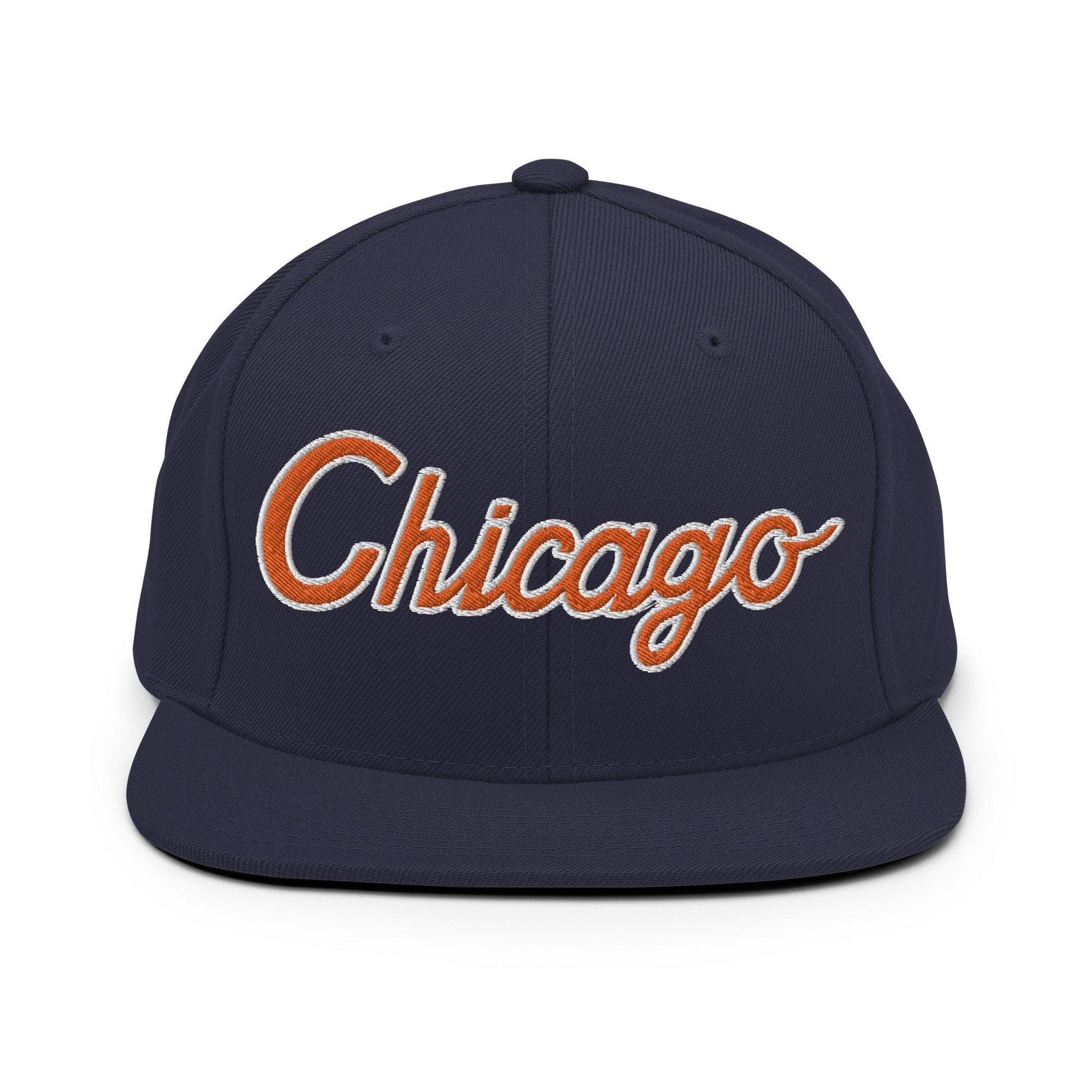 Chicago Football II Script Snapback Hat Navy