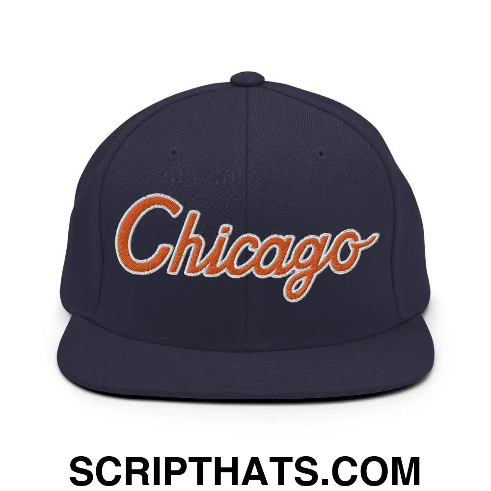 Chicago Football II Script Snapback Hat Navy