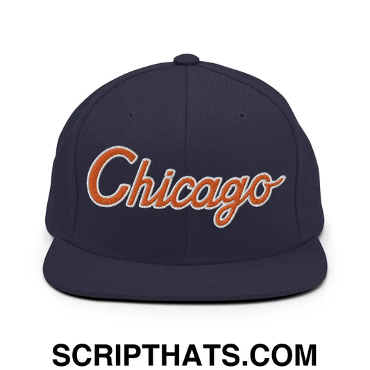 Chicago Football II Script Snapback Hat Navy