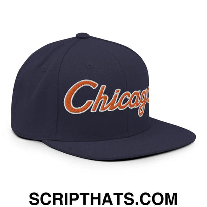 Chicago Football II Script Snapback Hat Navy