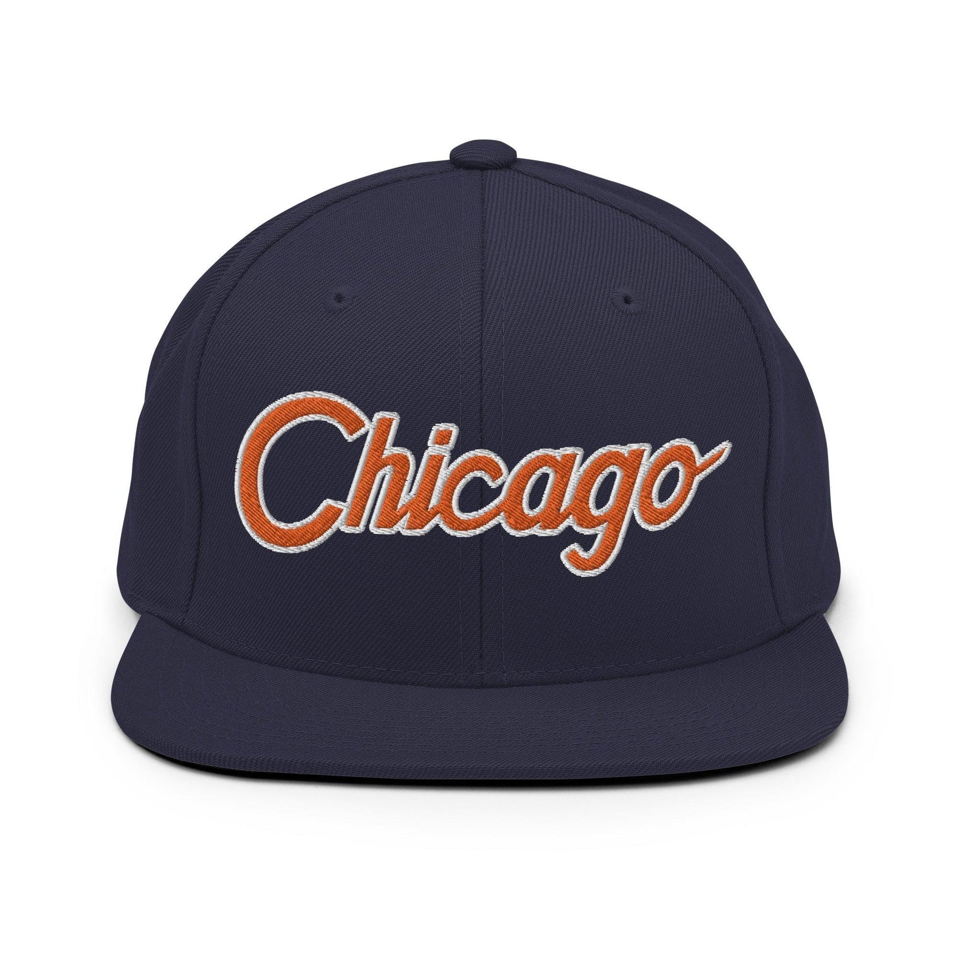 Chicago Football Script Snapback Hat Navy