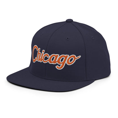 Chicago Football Script Snapback Hat Navy