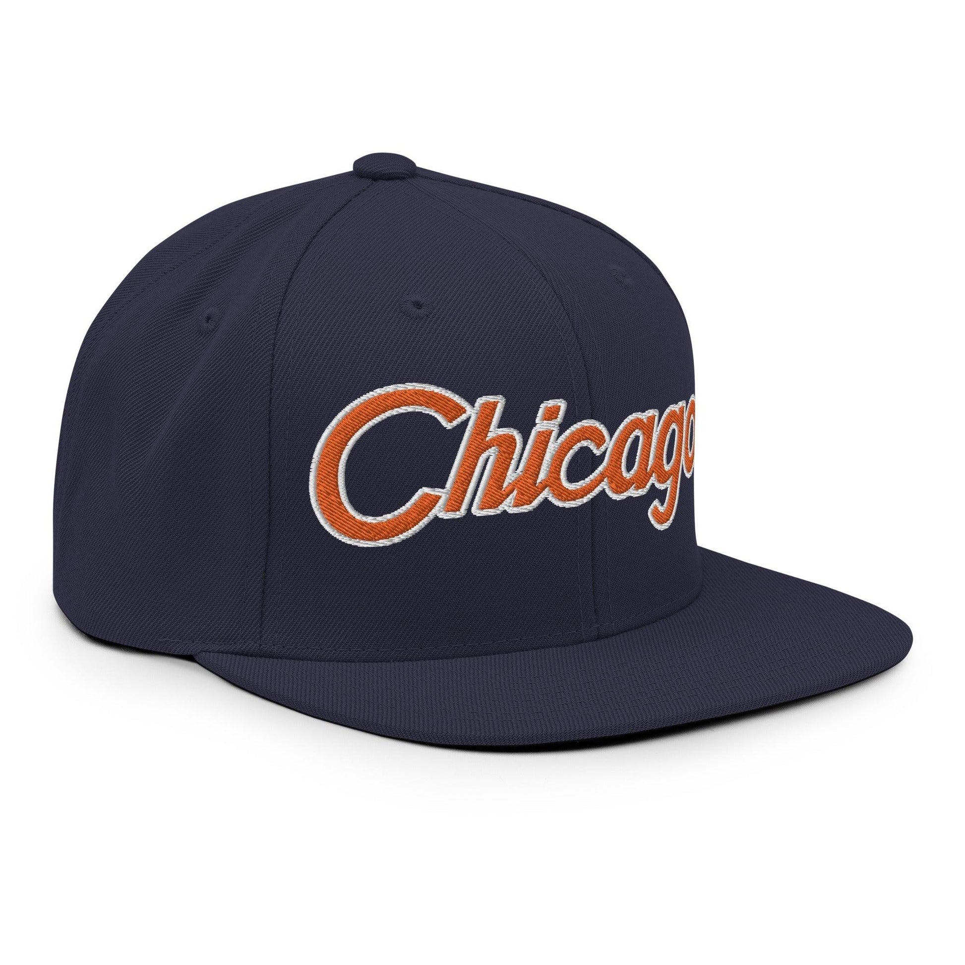 Chicago Football Script Snapback Hat Navy