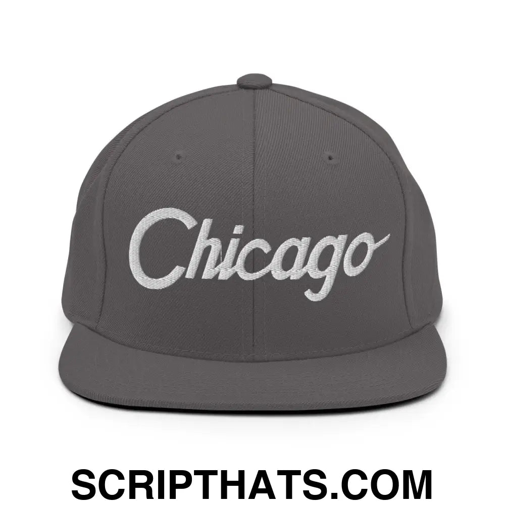 Chicago Script Snapback Hat Dark Grey